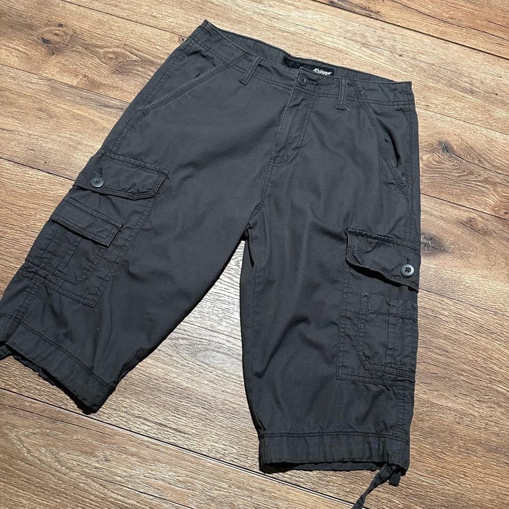 Y2K Plugg Charcoal Gray Cargo Capri Pants Women Size 29